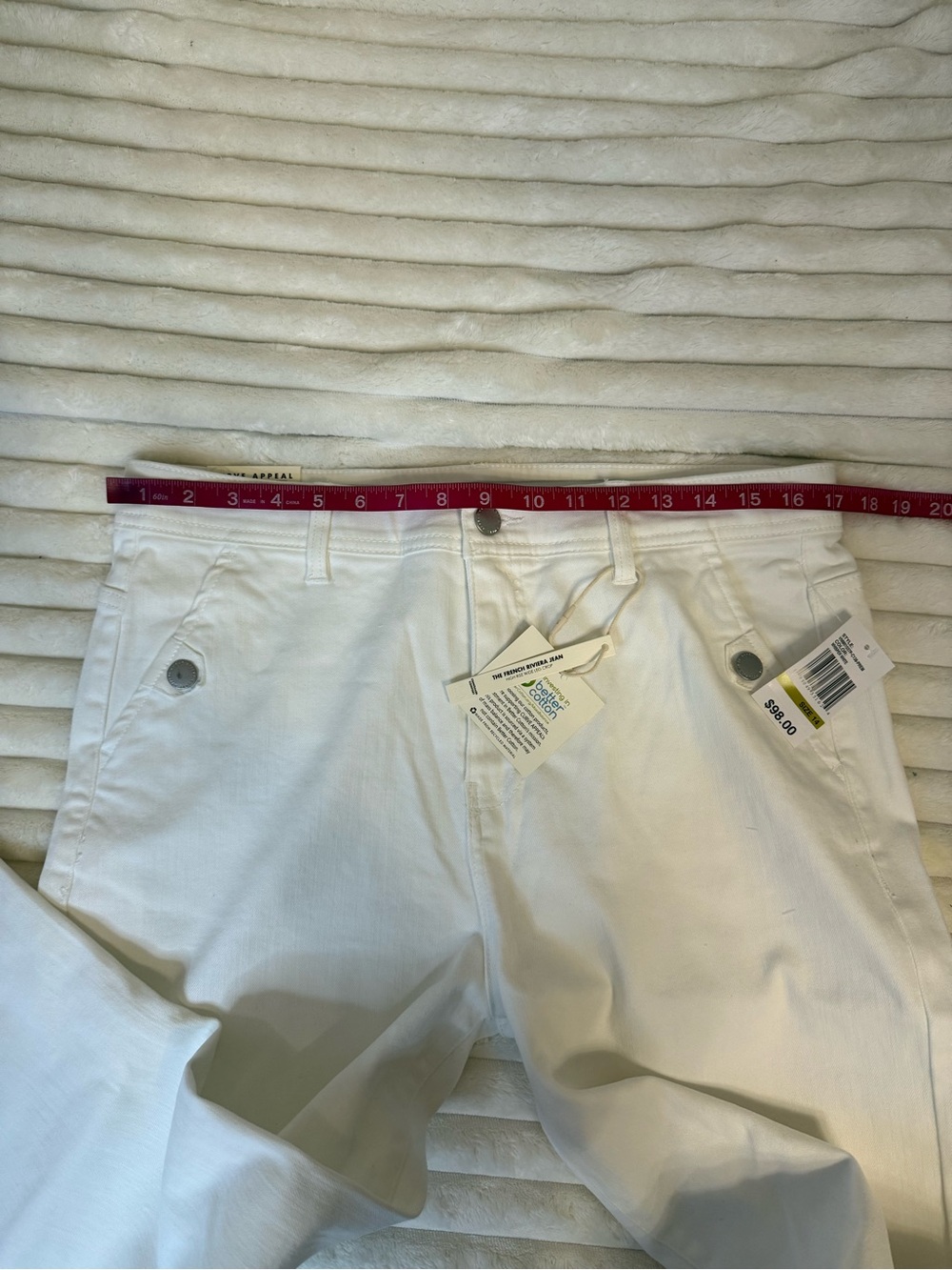 Curve Appeal white high rise wide leg crop jeans Size 14 32 - Picture 7 of 12